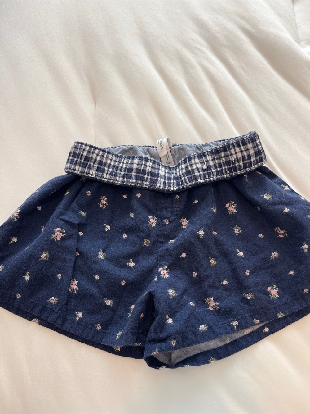 Target Navy Floral Girls Shorts with Plaid Waistband
